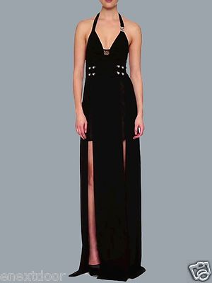 versace halter dress Vintage Black Crpe Halter Bustier Dress Spring 1993