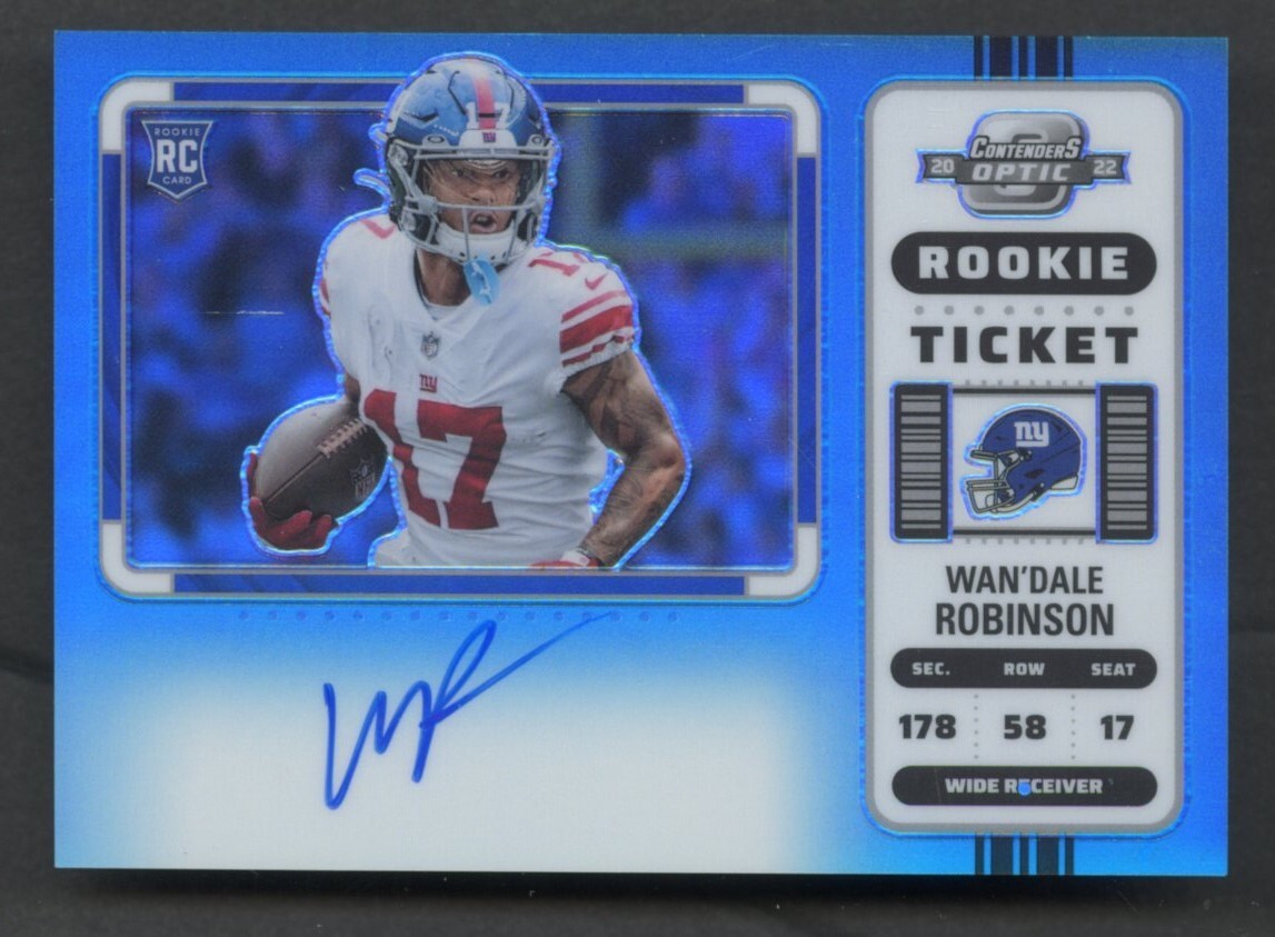 2022 Panini Contenders Optic Wan'Dale Robinson RC Ticket Auto Variation Teal /30