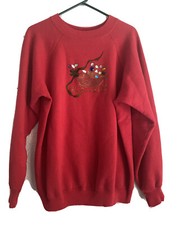 Vintage Hanes Her Way Ugly Christmas Sweatshirt Size XL Red Sleigh