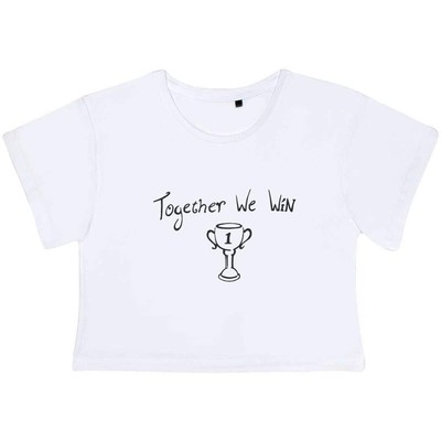 ''Together We Win with Trophy'' Damen Baumwoll Crop Tops (CO047325)
