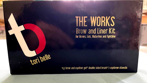 Tori Belle The Works Brow and Liner Kit Eyeliner Gel Stencils Double Sided Brush