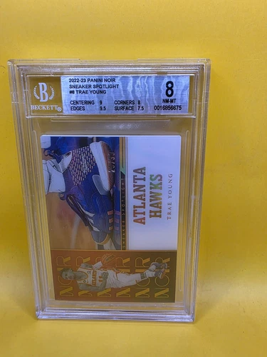 TRAE YOUNG 2022-23 PANINI NOIR SNEAKER SPOTLIGHT HAWKS /99 BGS 8