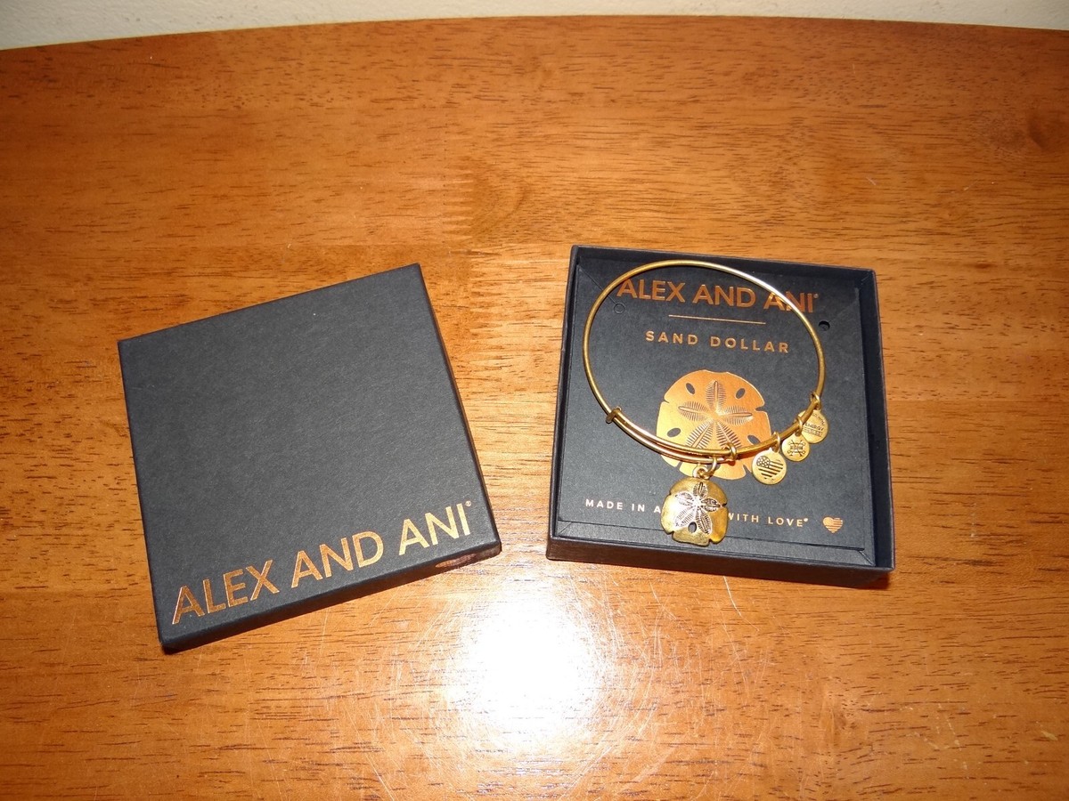 Alex and Ani SAND DOLLAR Adjustable Charm Bangle Bracelet w/ Box