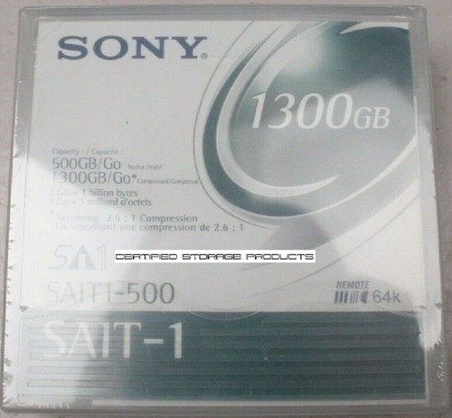 NEW SONY SAIT1-500 SAIT-1 500GB / 1.3TB 64k Data Tape Cartridge SAIT1500 SEALED - Afbeelding 1 van 3