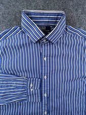 Polo Ralph Lauren Regent Button Up Shirt 16 Large Custom Fit Blue Striped Adult