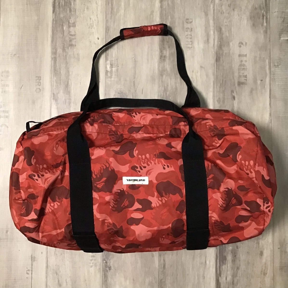 BAPE BIG Boston Bag Fire Camo Red a bathing ape flame NIGO