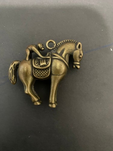 NECKLACE ORNAMENT, MONKEY ON HORSEBACK BRASS - Picture 6 of 8