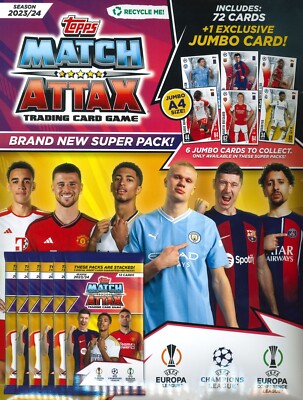 Match Attax Fußball Soccer UEFA League 2024, Super Pack enthält 72 Karten