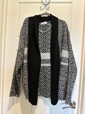 NWT John + Jenn Size M/M Black/Gray Open Front Shawl Collar Cardigan Sweater