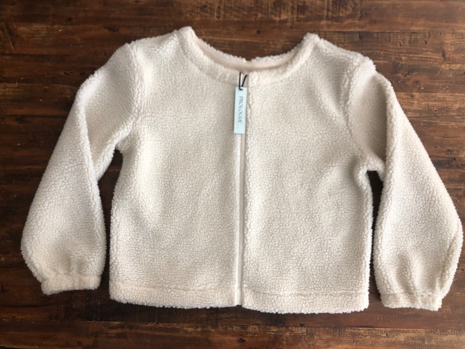 OFF WHITE Felpa Sherpa Maglione Donna Crema Prologue Manica Lunga L Nuovo con Etichette