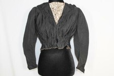 RARE FRENCH ANTIQUE VICTORIAN BLACK SILK TAFFETA BEADED BODICE SIZE SMALL