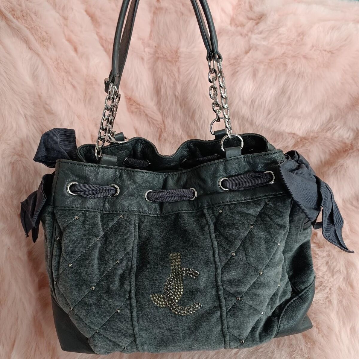 Juicy Couture Daydreamer Gray Tote Bag Purse Vintage Double Juicy Couture Daydreamer Gray Tote Bag Purse Vintage Double