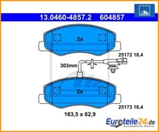Brake pad set, disc brake ATE 13.0460-4857.2 for Opel