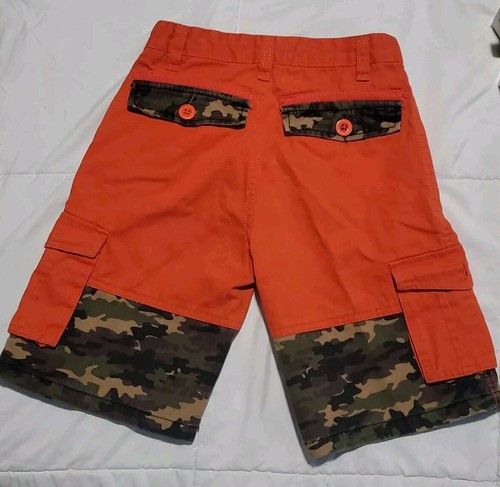 Coogi Boys Size 7 Orange & Camo Flat Front Cargo Pocket Shorts 100% Cotton - Picture 4 of 5