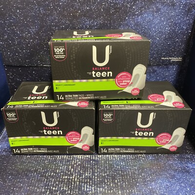3X U by Kotex Balance Sized Ultra Thin Pads with Wings Heavy Absorbency 14 Ct