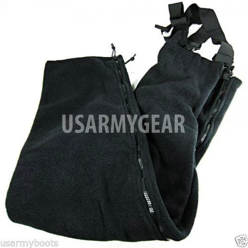 NEW POLARTEC 200 USA Made Thermal Fleece Pants Overall BIB Black ECW Calf length