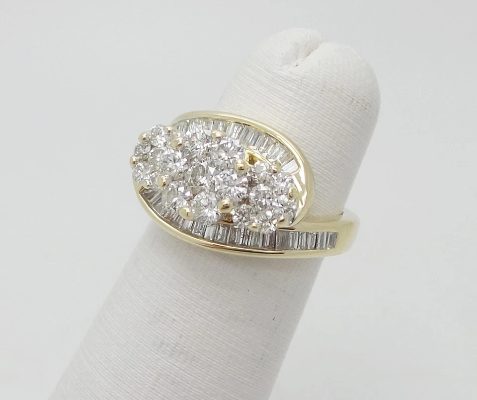 1.50CT Natural Diamond Cluster Anniversary Wedding Bridal Ring 14K Yellow Gold - Image 3 of 4
