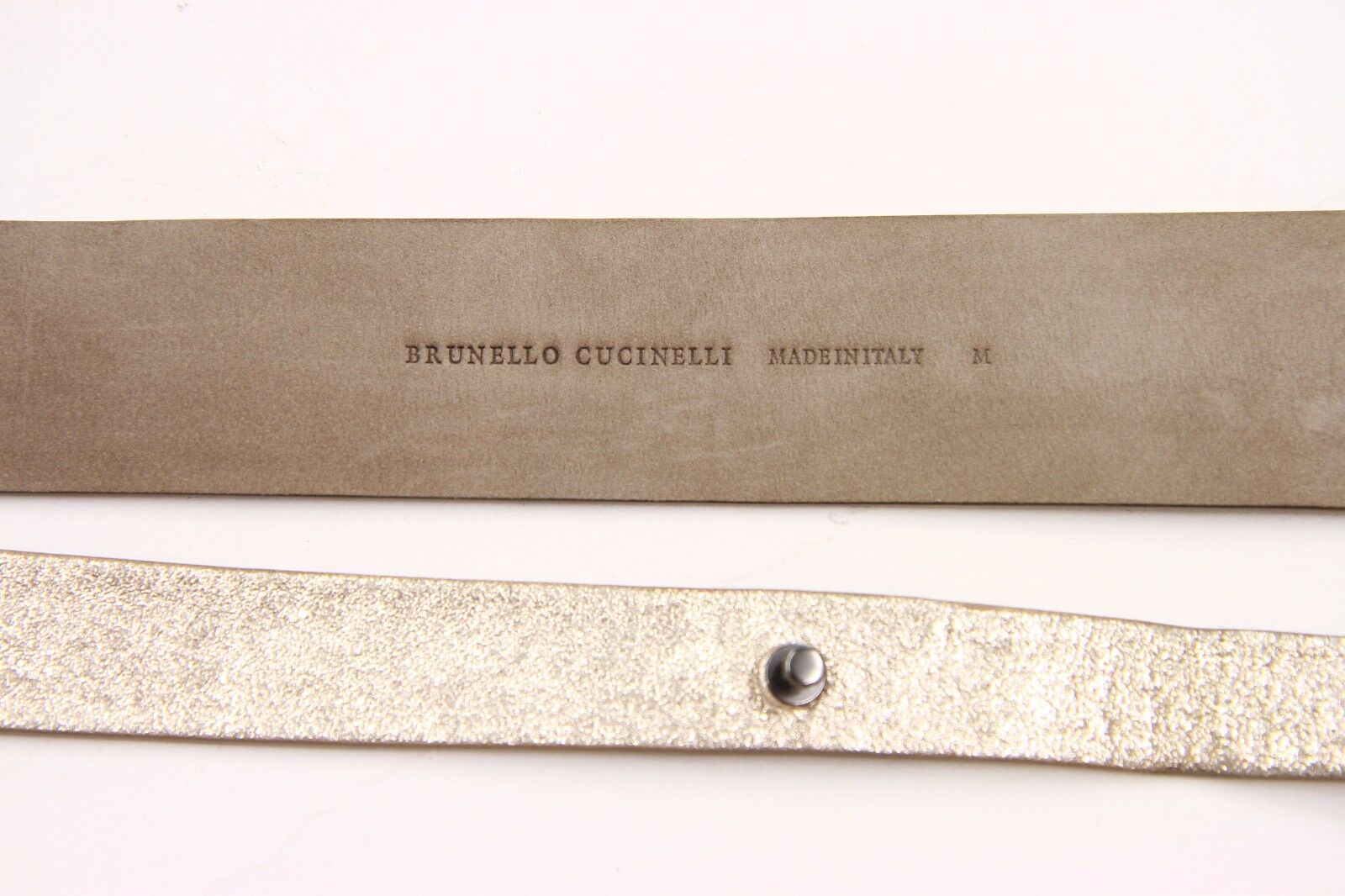 NWT Brunello Cucinelli Womens Hammered Metallic Gold Leather Wrap Belt Sz M  A176