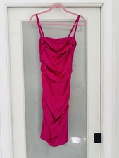 Dolce & Gabbana Plum Pink Satin Ruched Midi Dress Size 44 NWT Designer