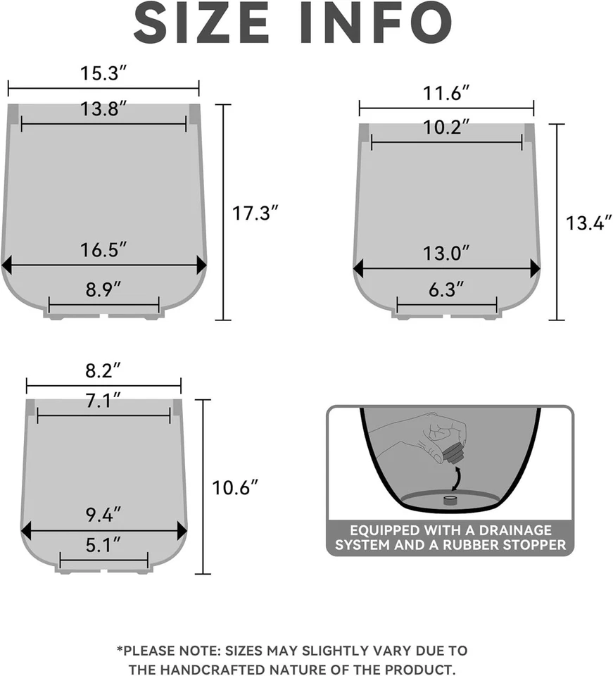Handcrafted Weather-Resistant Concrete Plant Pots with Drainage Holes - 3 Sizes - Image 4 of 4