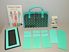 Tomy FASHION PLATES Design Toy Set w/ Storage Case, 15 Plates, Rubbing Crayon