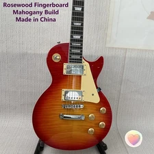 Custom Solid Body Electric Guitar: Cherry Sunburst LP with Flame Maple Top