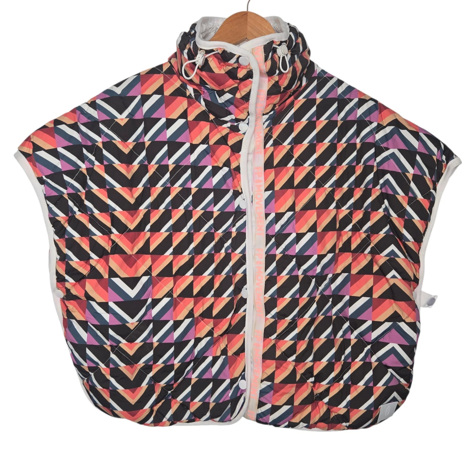 Free People Movement Womens Chill Out Print Packable Puffer Poncho Vest One Size
