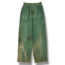Vintage 40s Green Sun Faded Corduroy Side Zip Pants Farm Distressed Sanforized