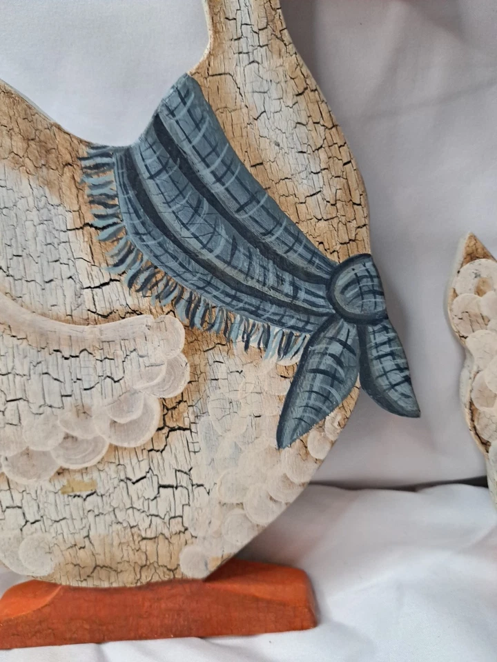 Lot Of 2 Vintage Folk Art Hand-Painted Wooden Mother Goose Shelf Sitter Pair Set - Image 4 of 4