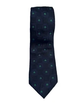 Patrick Francis Ireland Navy Green Shamrock Silk Tie EUC