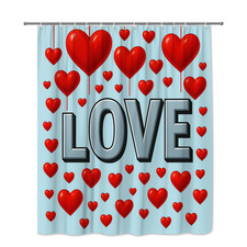Modern Red Love Hearts Shower Curtain for Romantic Bathroom Decor