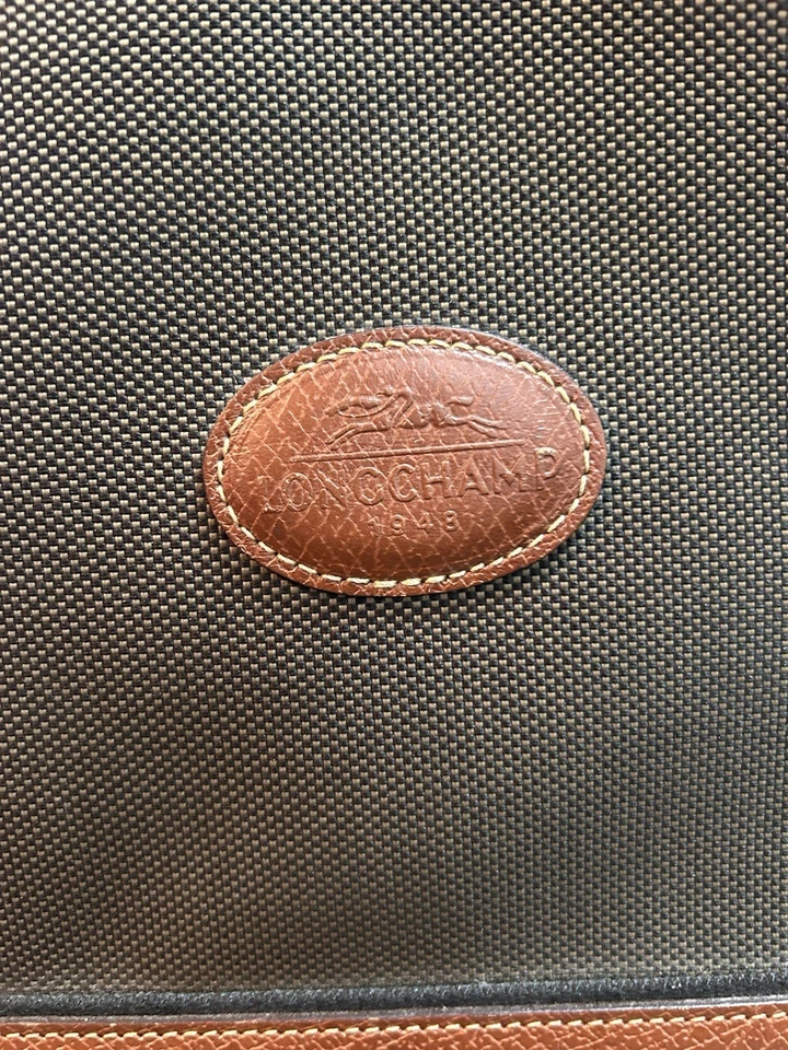 Longchamp Suitcase Boxford Large 26” 2 Wheel Canvas Brown & Tan Leather Trim - Image 2 of 4