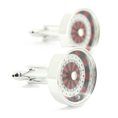 Tony & Paul. Boutons de manchette. Roulette de casino, Acier rhodié. Rouge - Fa - Photo 1/3
