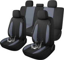 Car Seat Covers for Full Seats, Waterproof Seat Covers, Black/Gray Full Set
