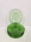 Anchor Hocking Green Uranium Glass Block Optic Dessert Plates 6.25" Set of 10