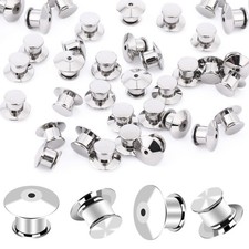 100PCS Metal Locking Pin Backs, Pin Keepers Clasp Pin Backs Locking Buckles f...