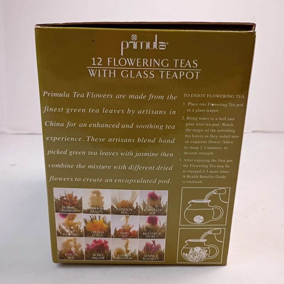 Primula 12 Flowering Teas 5 Cup Glass Tea Pot with Loose Tea Infuser New in Box - Image 2 of 4