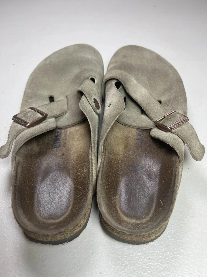 Birkenstock Boston Taupe Suede Soft Footbed Clogs Size 7 - Image 4 of 4