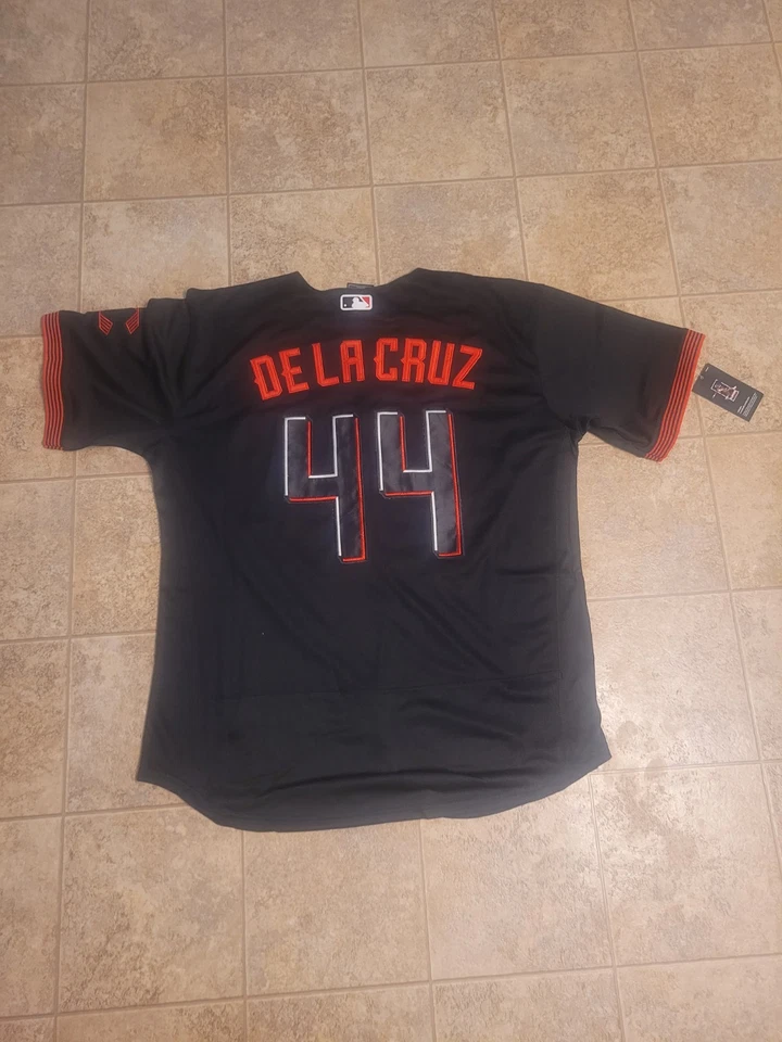 Jersey Elly de La Cruz #44 Cincinnati Reds City Edition negro cosido, talla L Foto 2 de 4