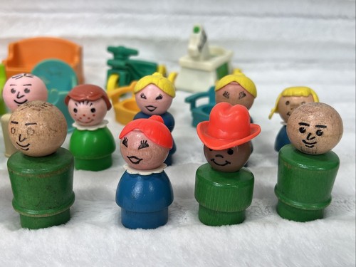 28 Pc Vintage Wood & Plastic Fisher Price Little People Figures & Accessories - Picture 11 of 11