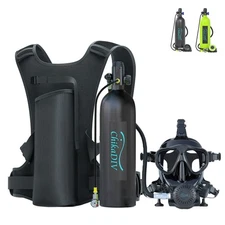 ​Professional Grade Lung Scuba Tank with Diving Mask, 1.9L Emergency for Snorkel