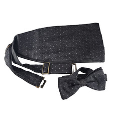 Calvin Klein Cummerbund Bowtie Set Black 100 Silk Made in USA