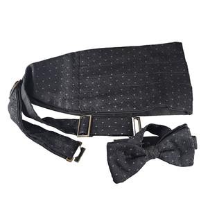 Calvin Klein Cummerbund Bowtie Set Black 100% Silk Made in USA