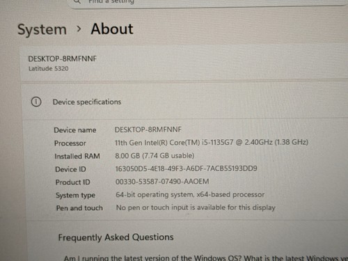 Dell Latitude 5320 13.3" FHD i5-1135G7 2.4GHz 8GB 512GB SSD Win11Pro +Charger - Picture 15 of 22