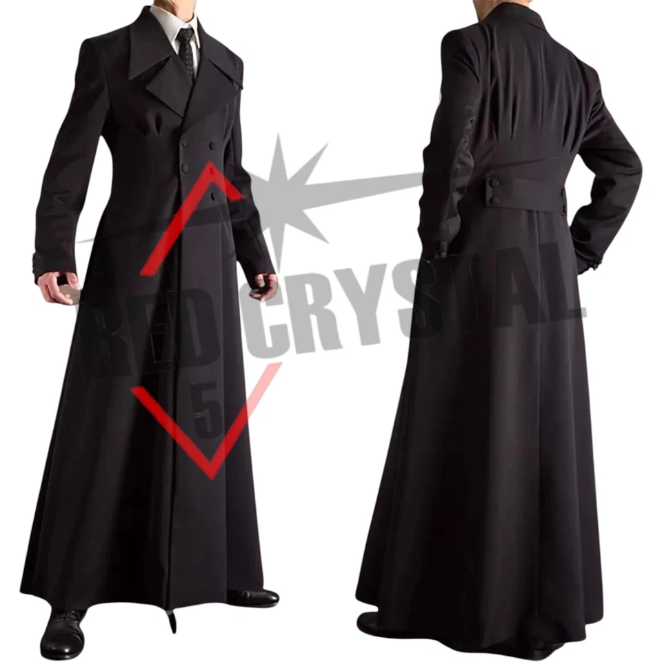 Nuevo Abrigo de Lana Gótico Para Hombre Doble Pecho Largo Trench Jacket Envío Rápido Foto 3 de 4