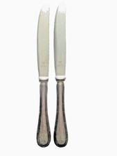 2 Messer 800 Silber Speisemesser Kreuzband  Wilkens Monogr. "M"  ca 21,5cm lang