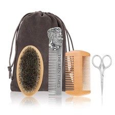 Beard Comb Beard Brush Set, 4 in 1 Beard Grooming Kit Beard Care Kit for Mens Mu
