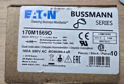 EATON Bussmann 170M1569D Sicherung NH000 - 160 A 690 V AC NEU aus OVP