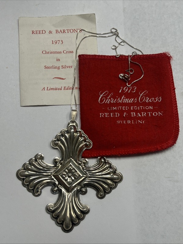 Vintage Reed & Barton 1973 Annual Christmas Cross Sterling Silver & .925 Chain