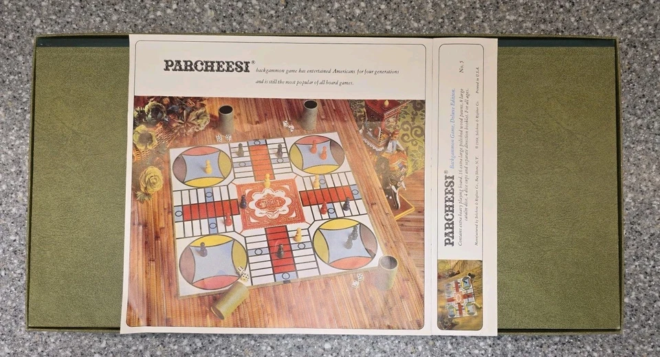 Parcheesi A Backgammon Game Of India No. 5 1968 Selchow & Righter USA Complete  - Image 3 of 4